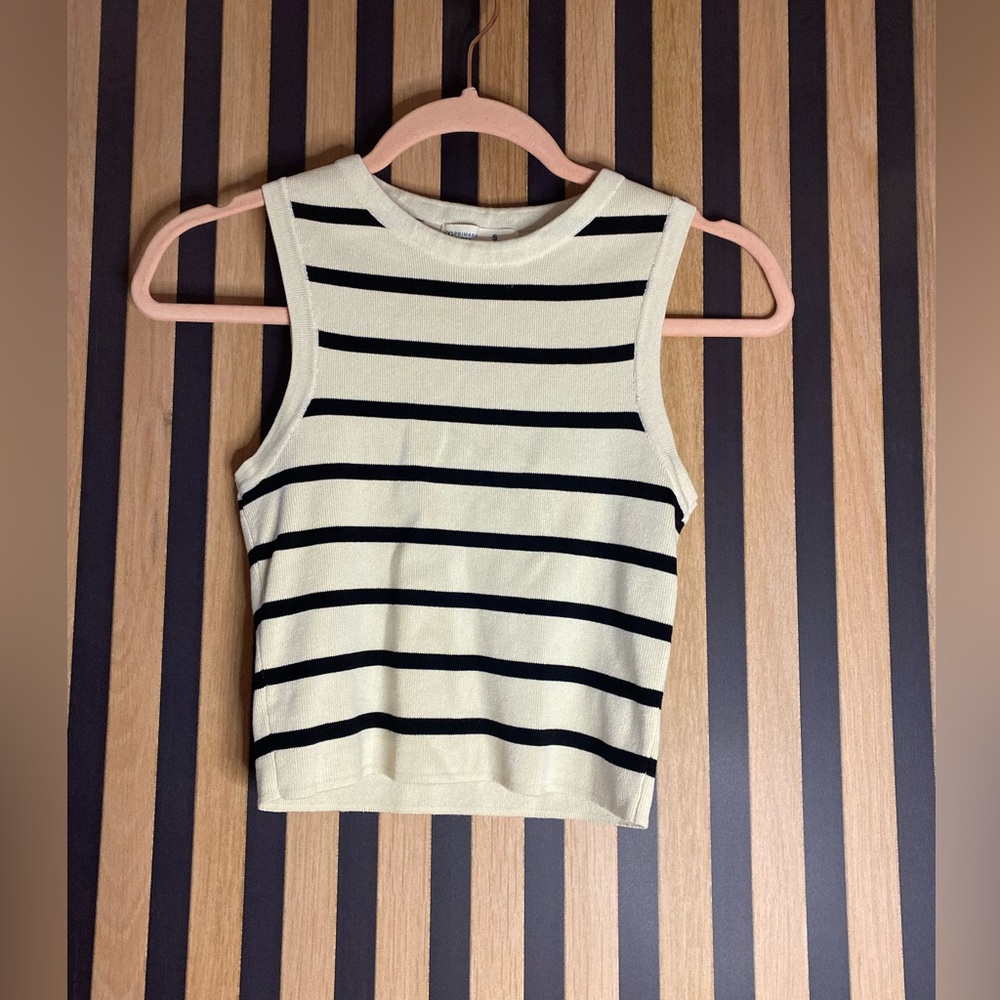Primark Cream and Black Striped Knit Tank